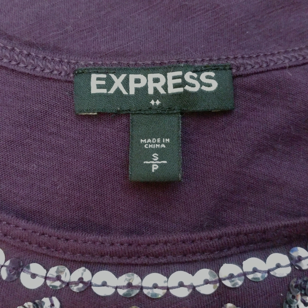 EXPRESS PURPLE TANK TOP - SILVER SEQUINS - SMALL PETITE - Picture 5 of 6